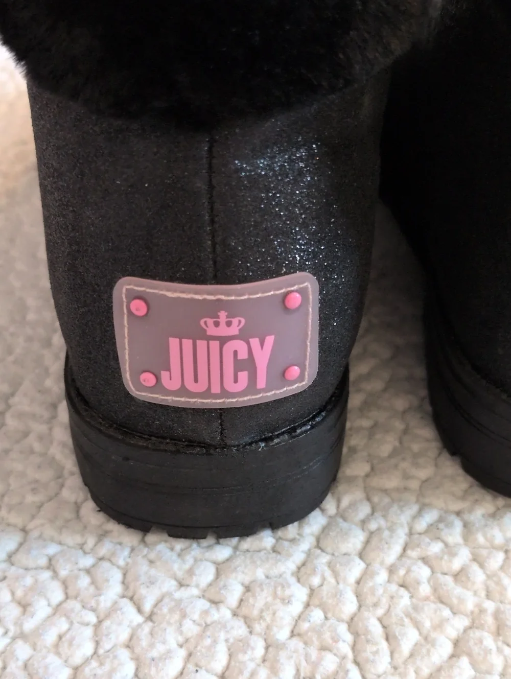 Juicy Couture Lace Up Sparkle Faux Fur Ankle Boots Gorpcore Feminine Whimsigoth